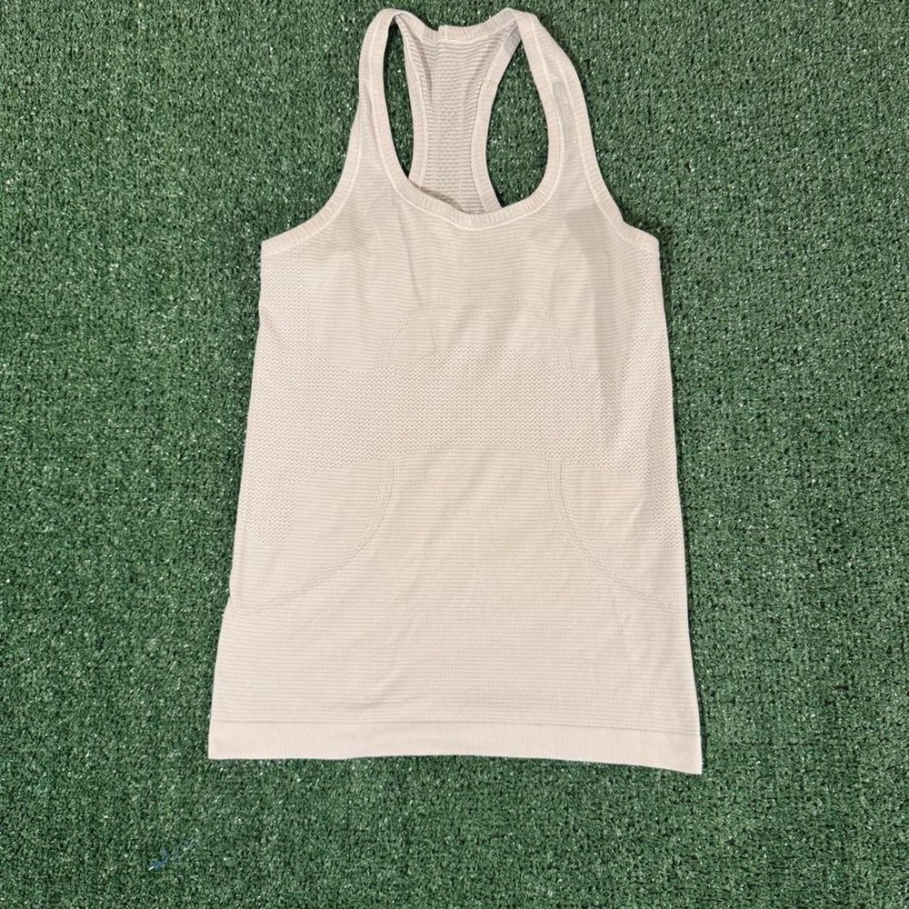 Lululemon Athletic Racerback Tank Top Cream Textured Performance Women 10-12